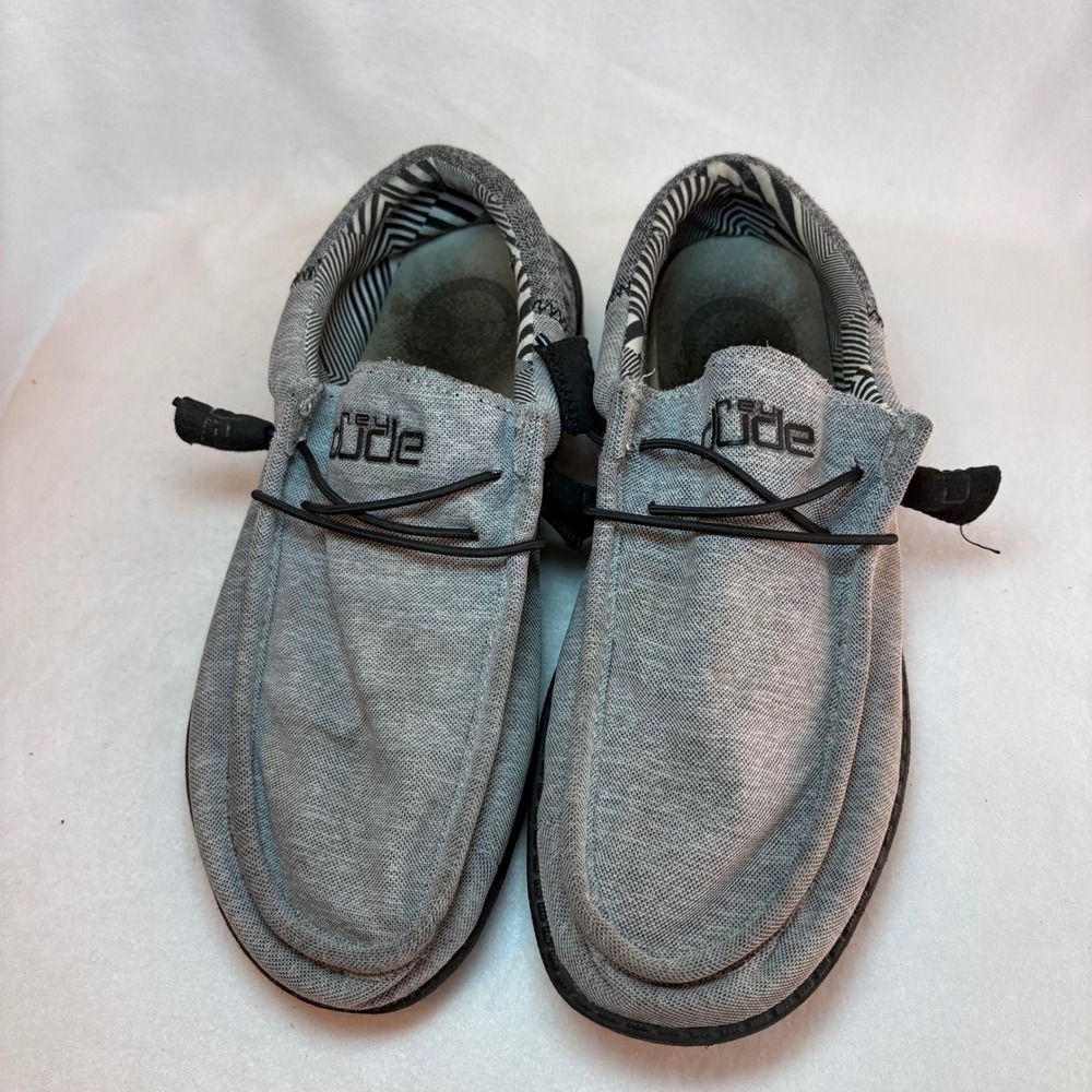 Hey Dude Wally Funk Coal Grey Fabric Slip On Loafers Mens Size 7 110413289